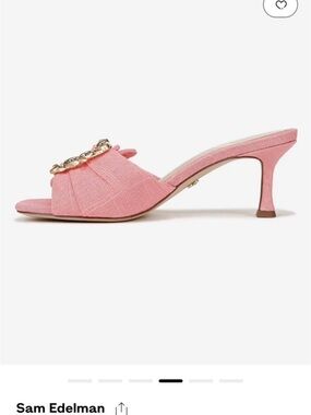 Sam Edelman Pink Chain-Embellished Kitten Heel Mules